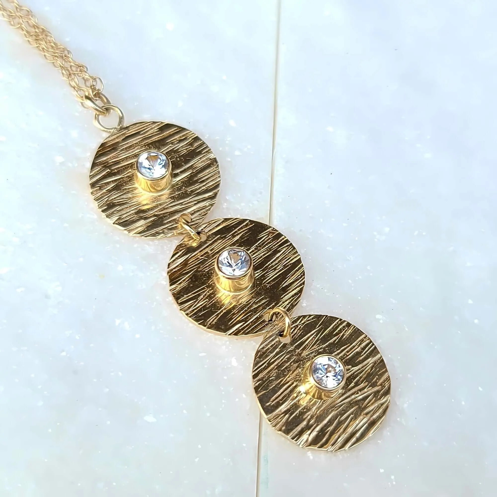 14K White Sapphire Necklace in Yellow Gold