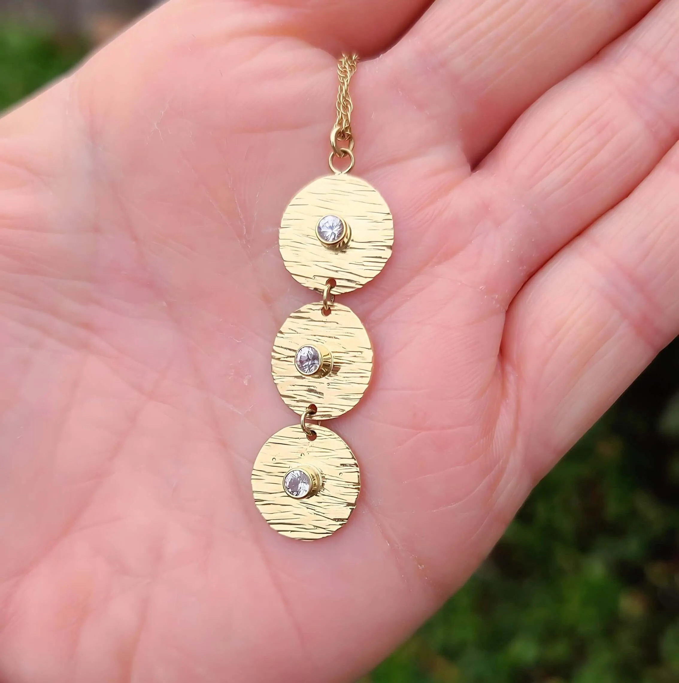 14K White Sapphire Necklace in Yellow Gold