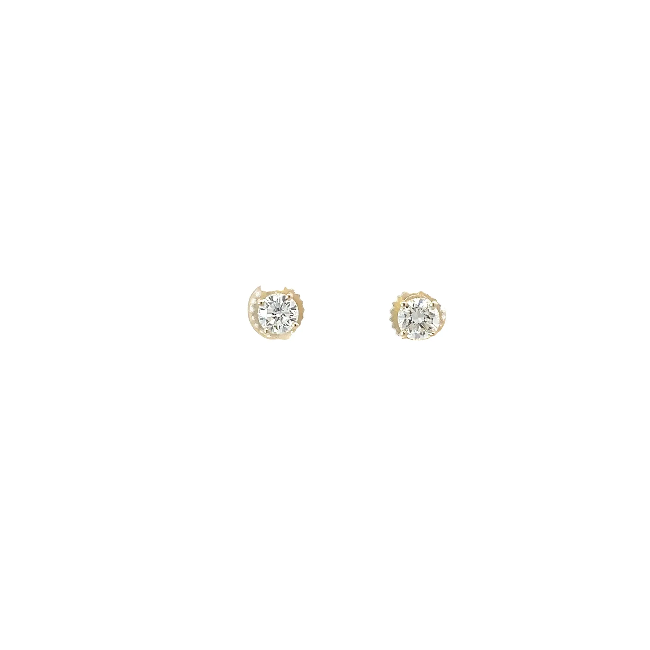 14K YELLOW GOLD 1CT GH VS2 ROUND DIAMOND STUD EARRINGS