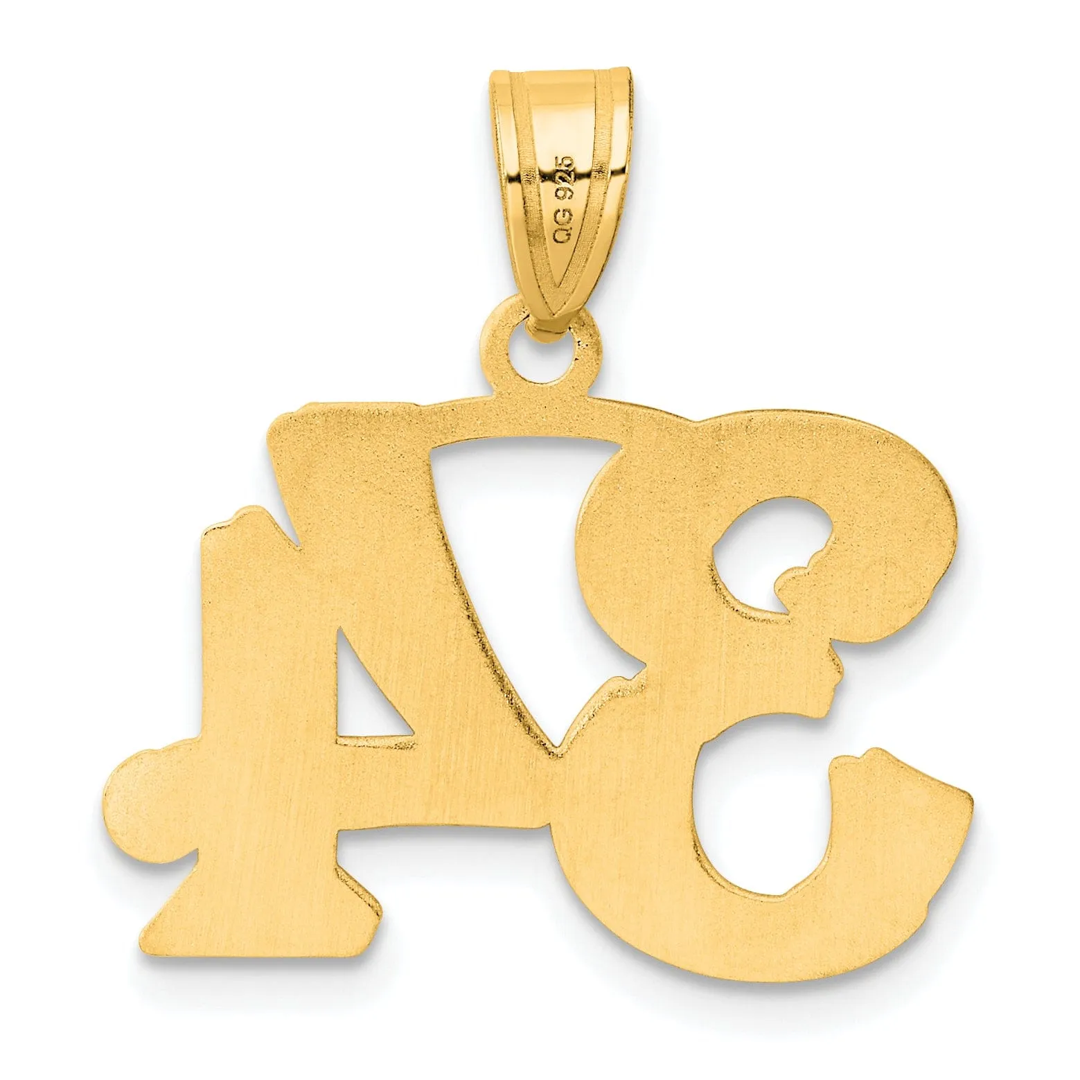 14k Yellow Gold Polished Etched Finish Number 34 Charm Pendant