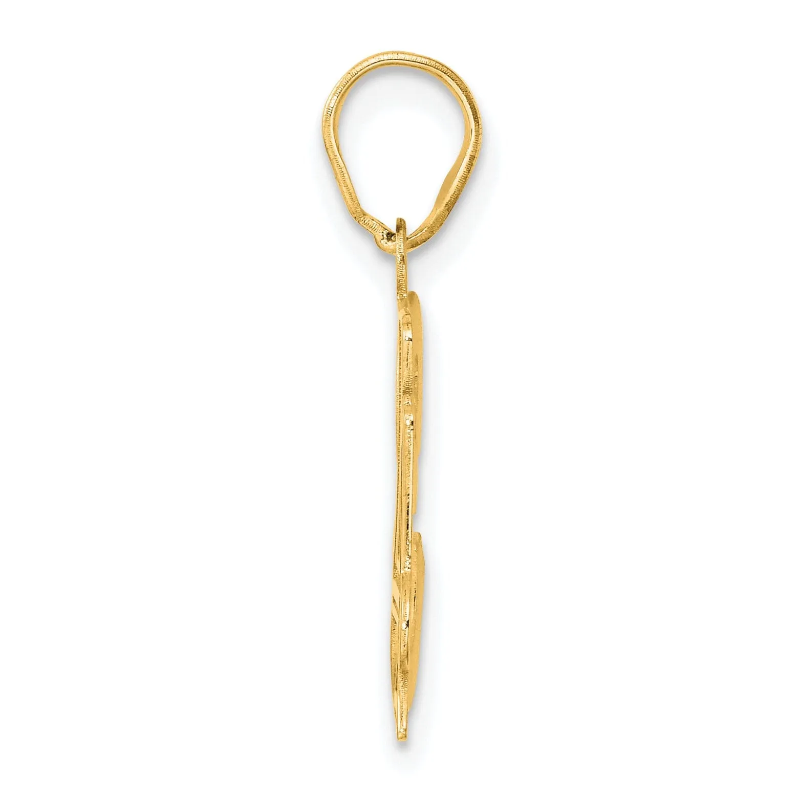 14k Yellow Gold Polished Etched Finish Number 34 Charm Pendant