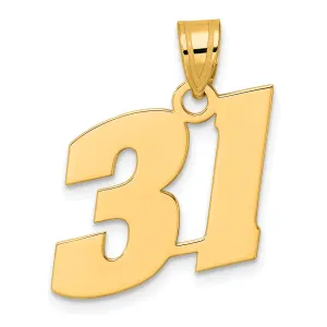14k Yellow Gold Polished Finish Block Script Design Number 31 Charm Pendant