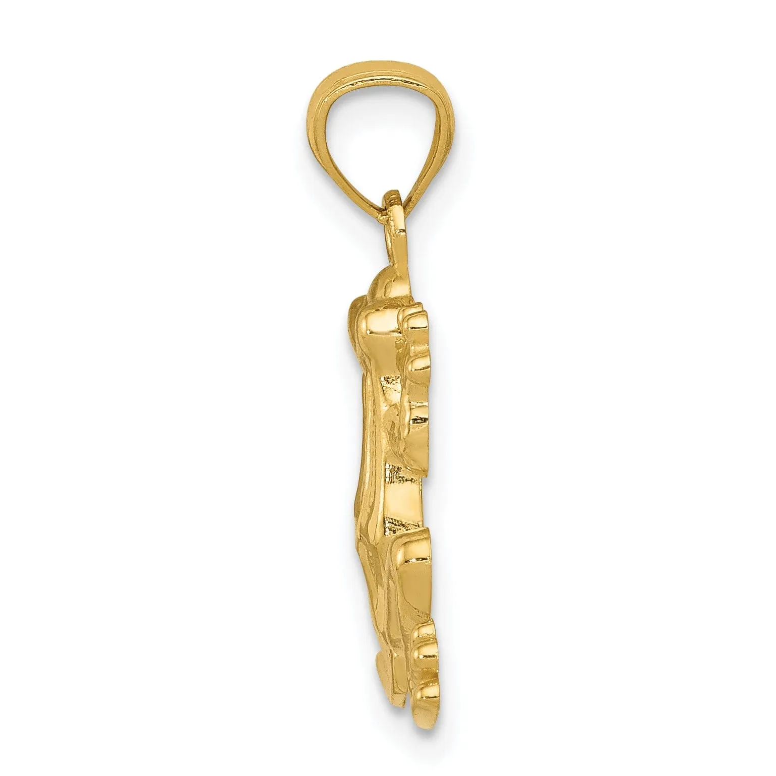 14k Yellow Gold Solid Polished Finished Frog Charm Pendant