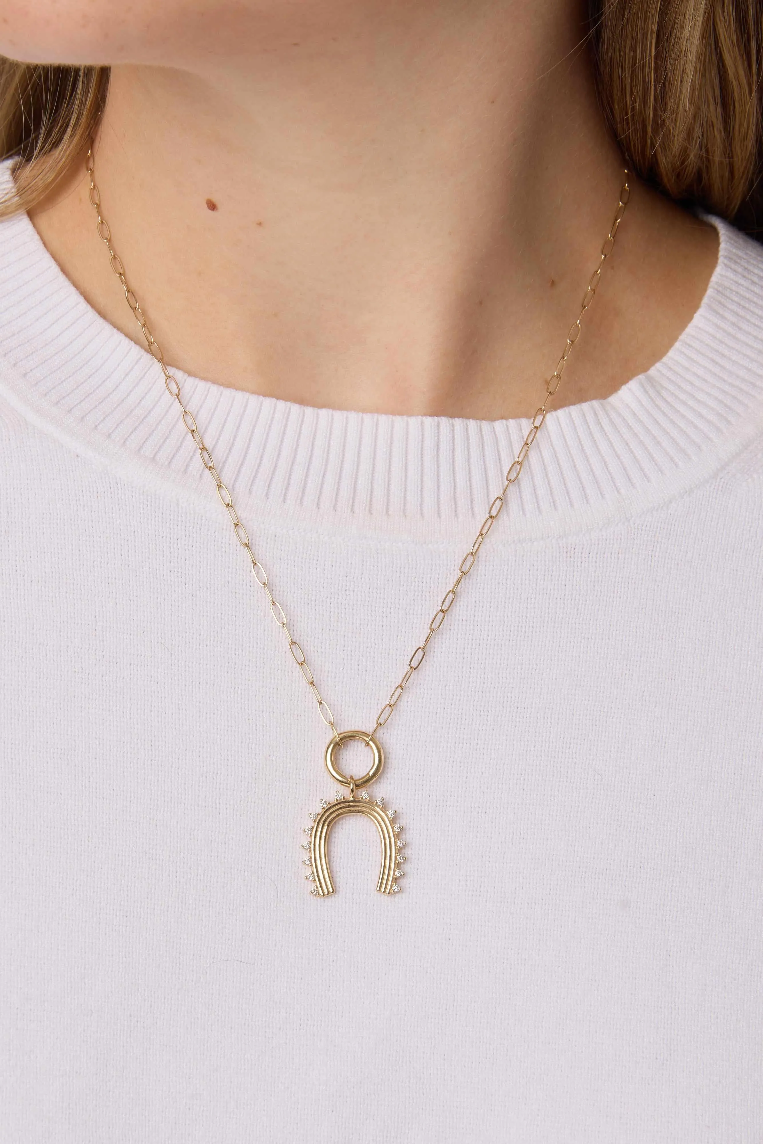 14KY Diamond Fluted Horseshoe Charm