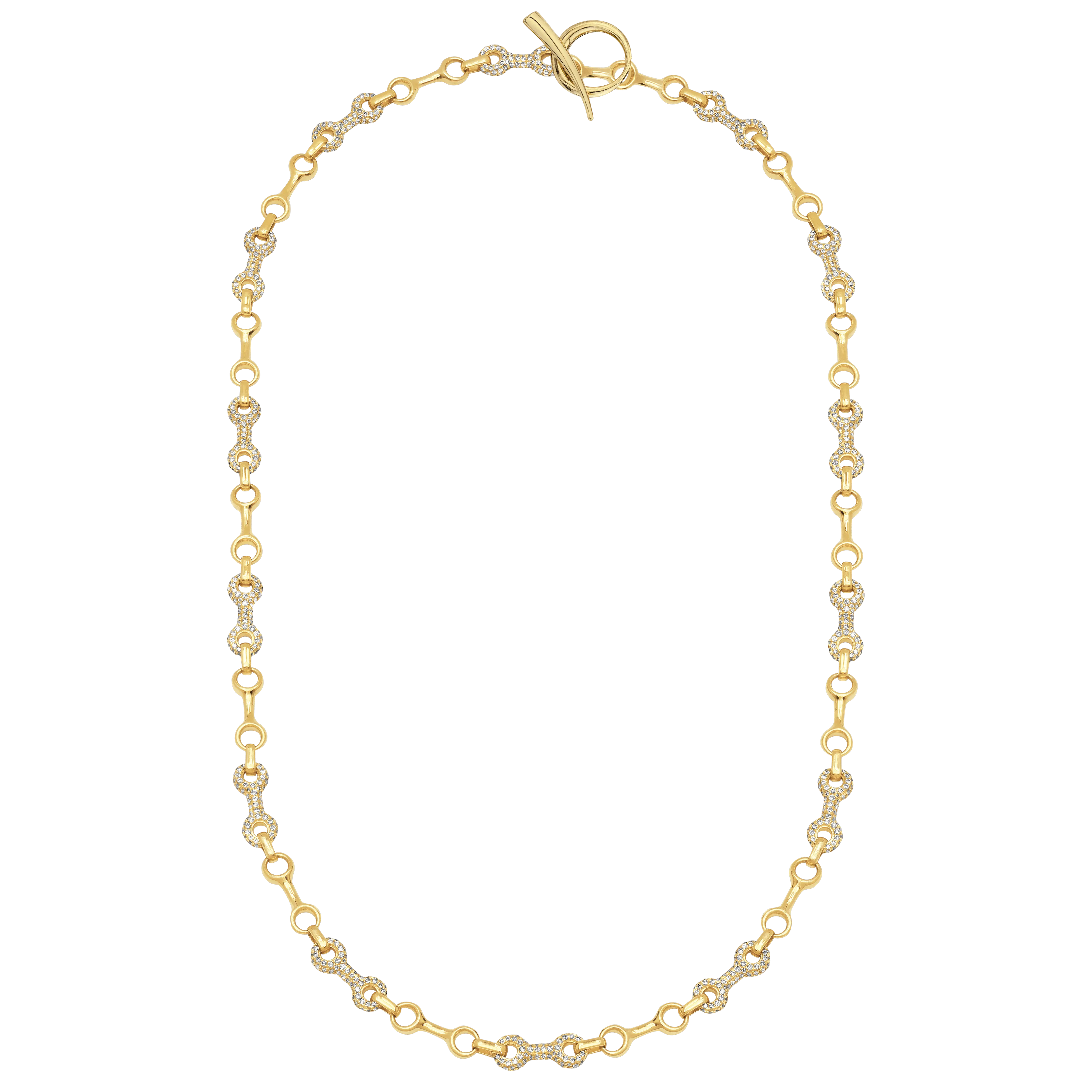 15 MM Double Beam Alterno Chain Necklace with Pavé Links.