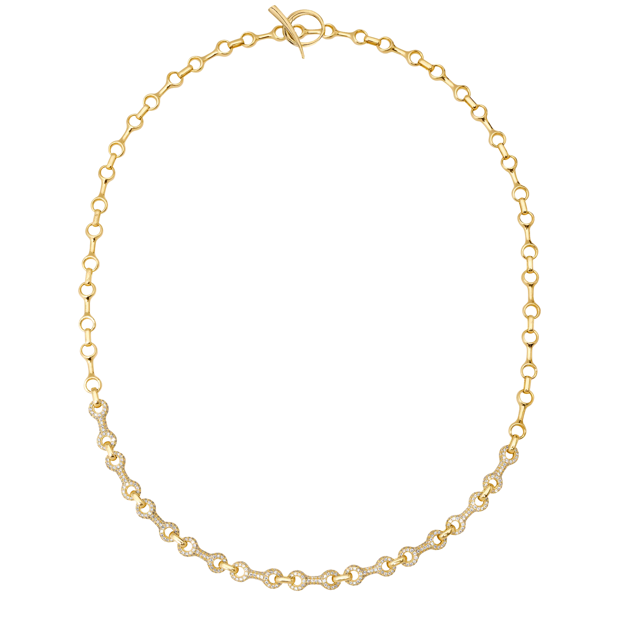 15 MM Double Beam Continuo Chain Necklace with Pavé Links.