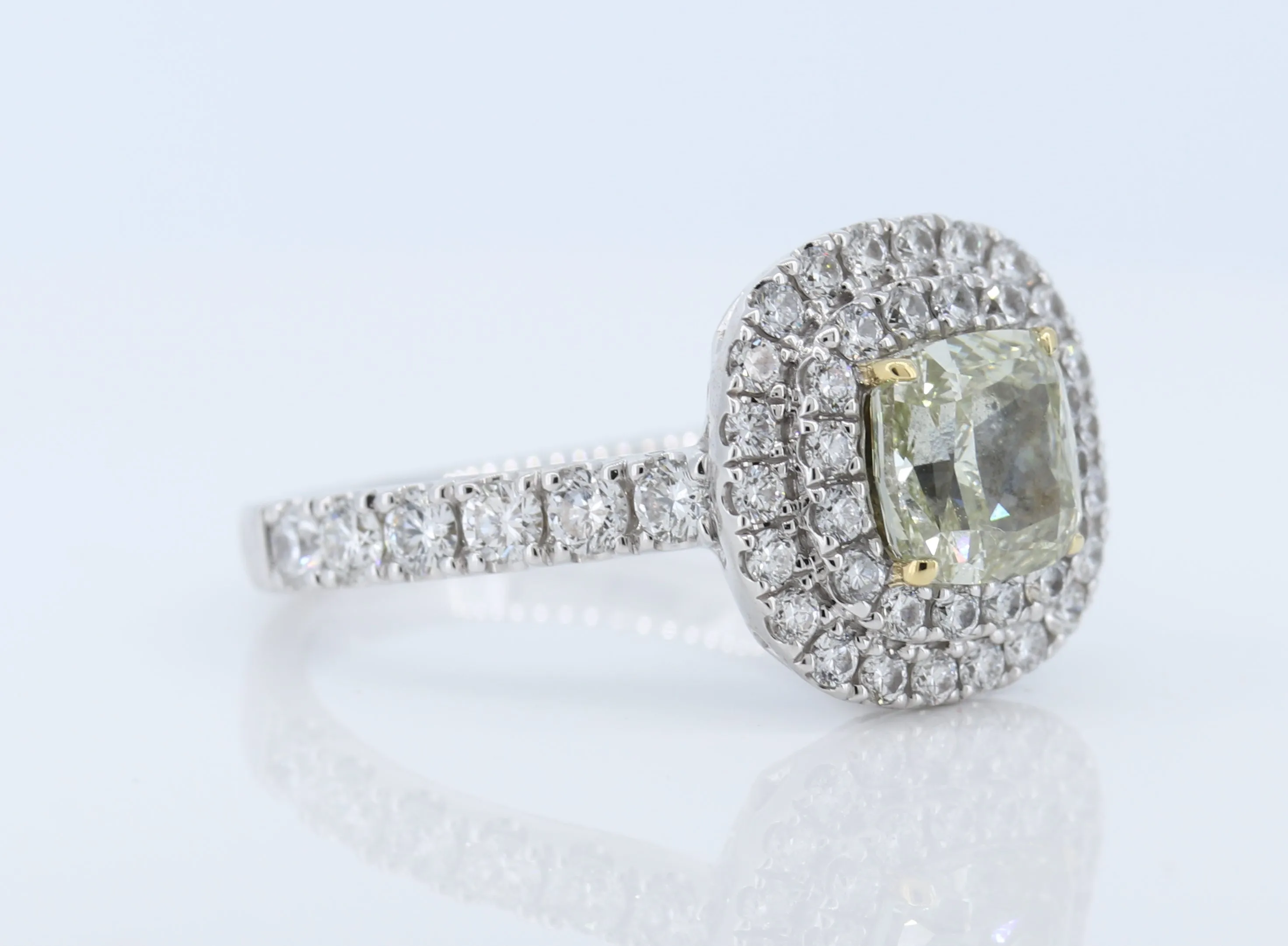 1.54 Fancy Yellow Diamond Halo Engagement Ring in 18k Gold - GAI Certified