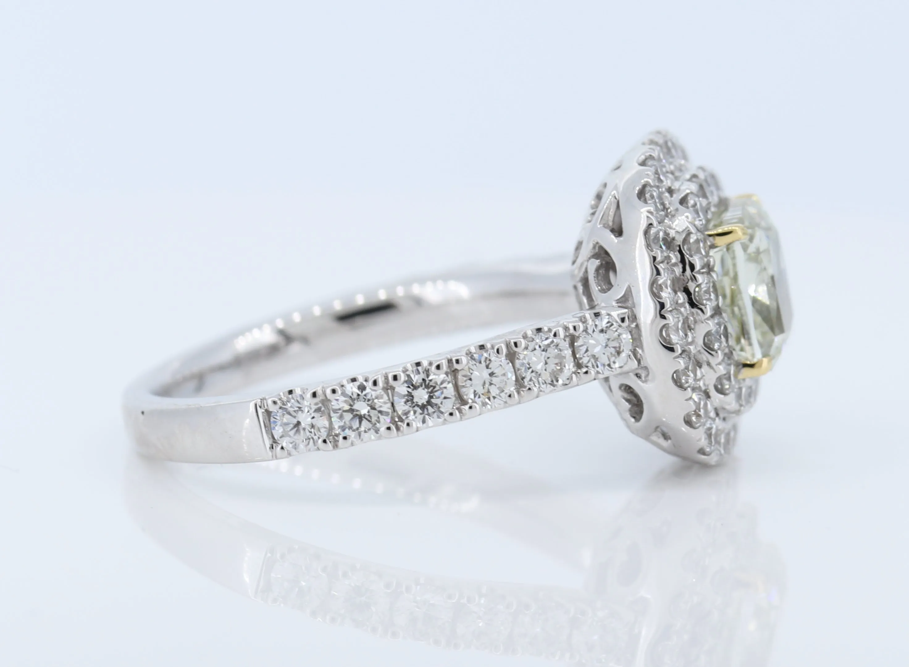 1.54 Fancy Yellow Diamond Halo Engagement Ring in 18k Gold - GAI Certified