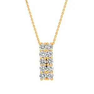 1.55 Carat Natural Diamond Two Rows Necklace 14K Yellow Gold G-H SI 18''