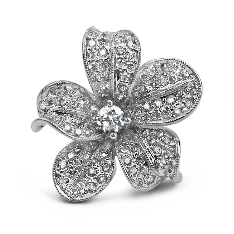 1870 Collection 18k White Gold Diamond Flower Pendant
