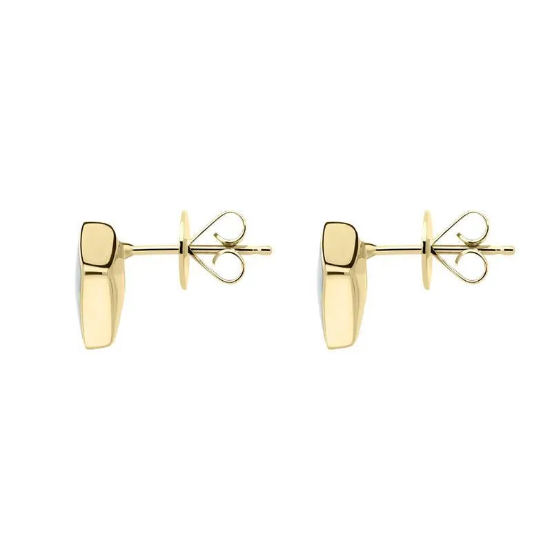 18ct Yellow Gold Opal Abstract Square Stud Earrings D