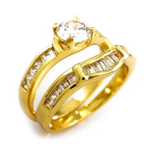 18K Gold Wedding Engagement Ring Set
