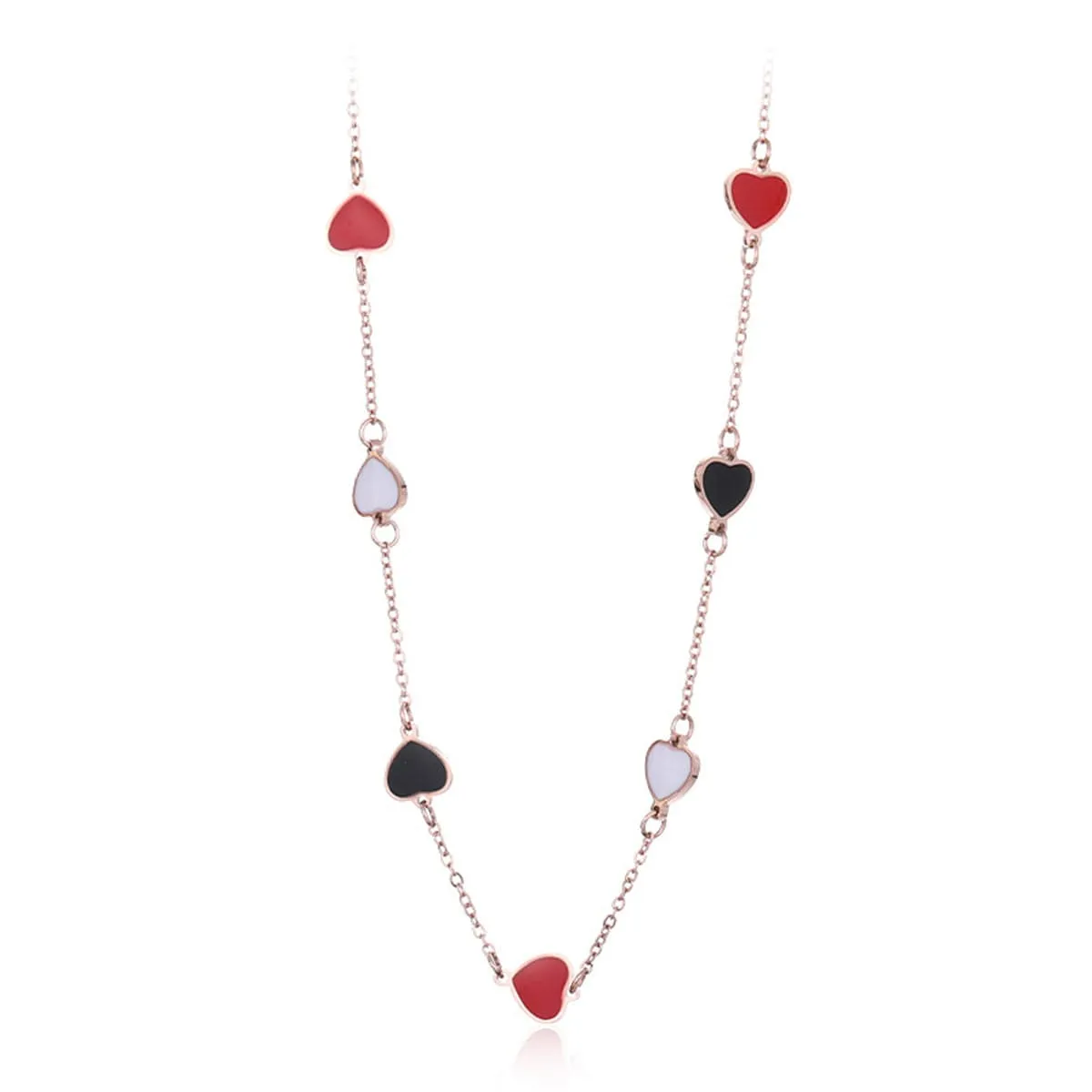 18K Rose Gold-Plated Heart Station Necklace