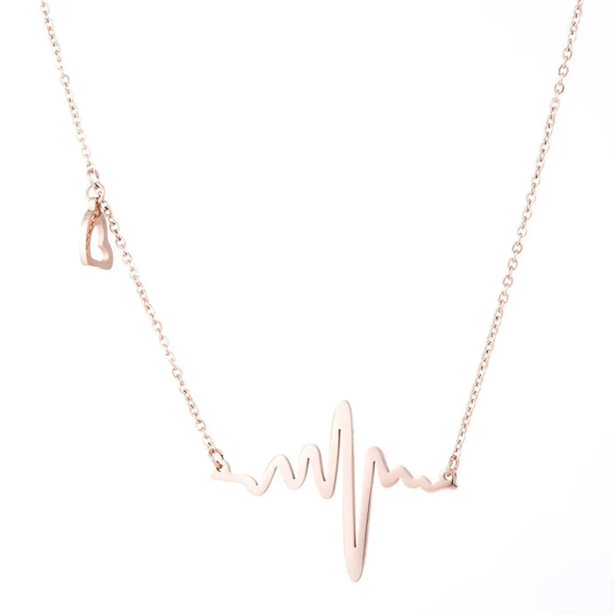 18K Rose Gold-Plated Heartbeat Pendant Necklace