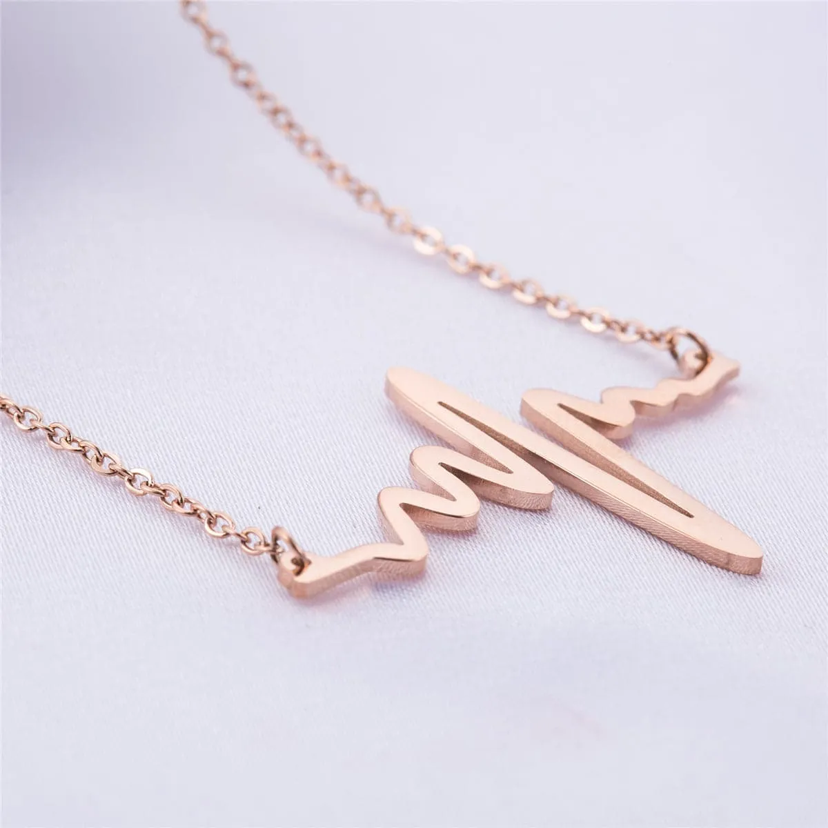 18K Rose Gold-Plated Heartbeat Pendant Necklace