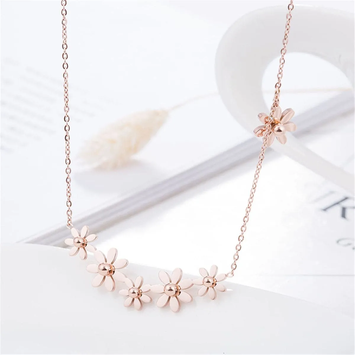 18K Rose Gold-Plated Linking Mums Pendant Necklace