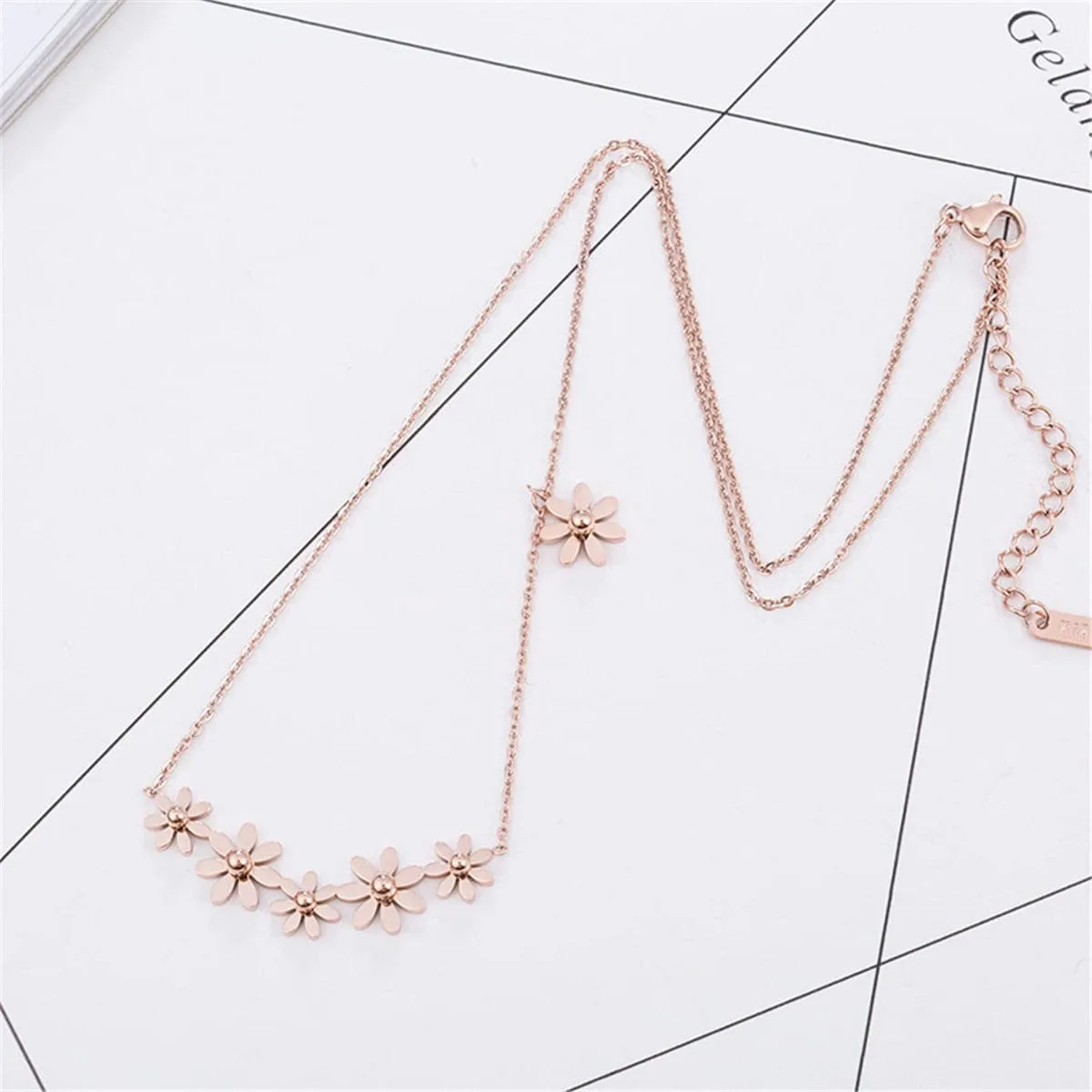 18K Rose Gold-Plated Linking Mums Pendant Necklace