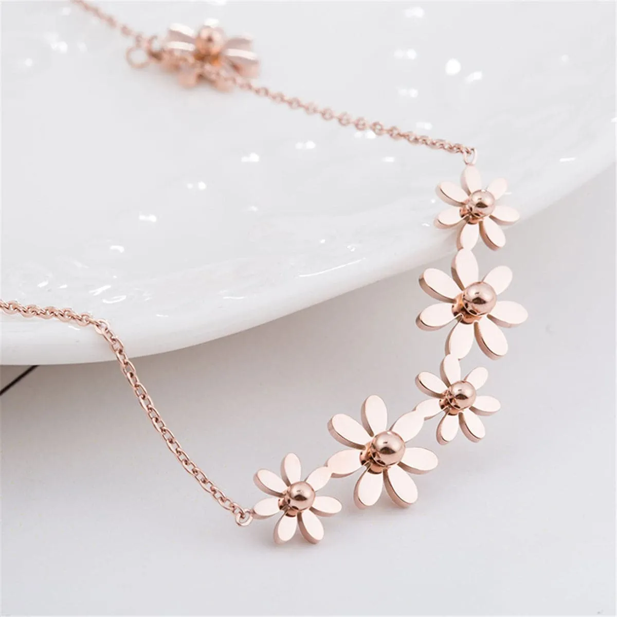 18K Rose Gold-Plated Linking Mums Pendant Necklace