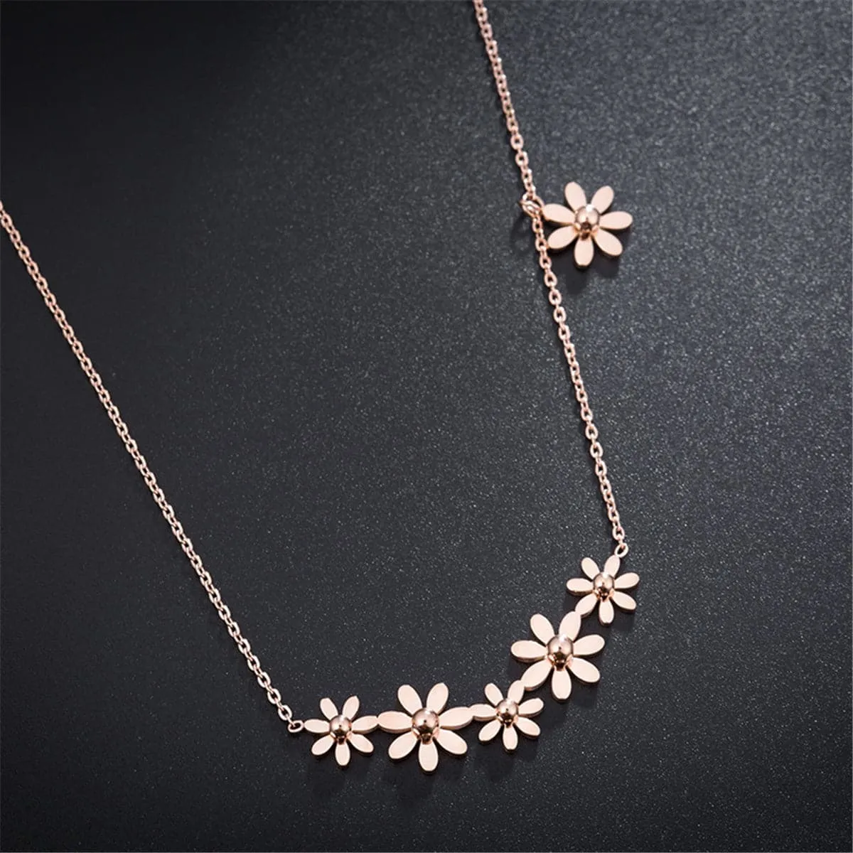 18K Rose Gold-Plated Linking Mums Pendant Necklace