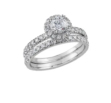18K White Gold (0.90ct) Canadian Maple Leaf Diamond Halo Engagement Ring