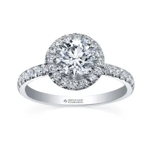 18K White Gold (0.90ct) Canadian Maple Leaf Diamond Halo Engagement Ring