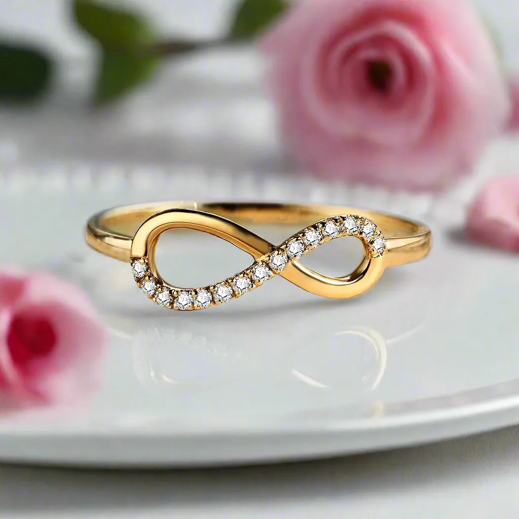 18k Yellow Gold Diamond Infinity Engagement Ring