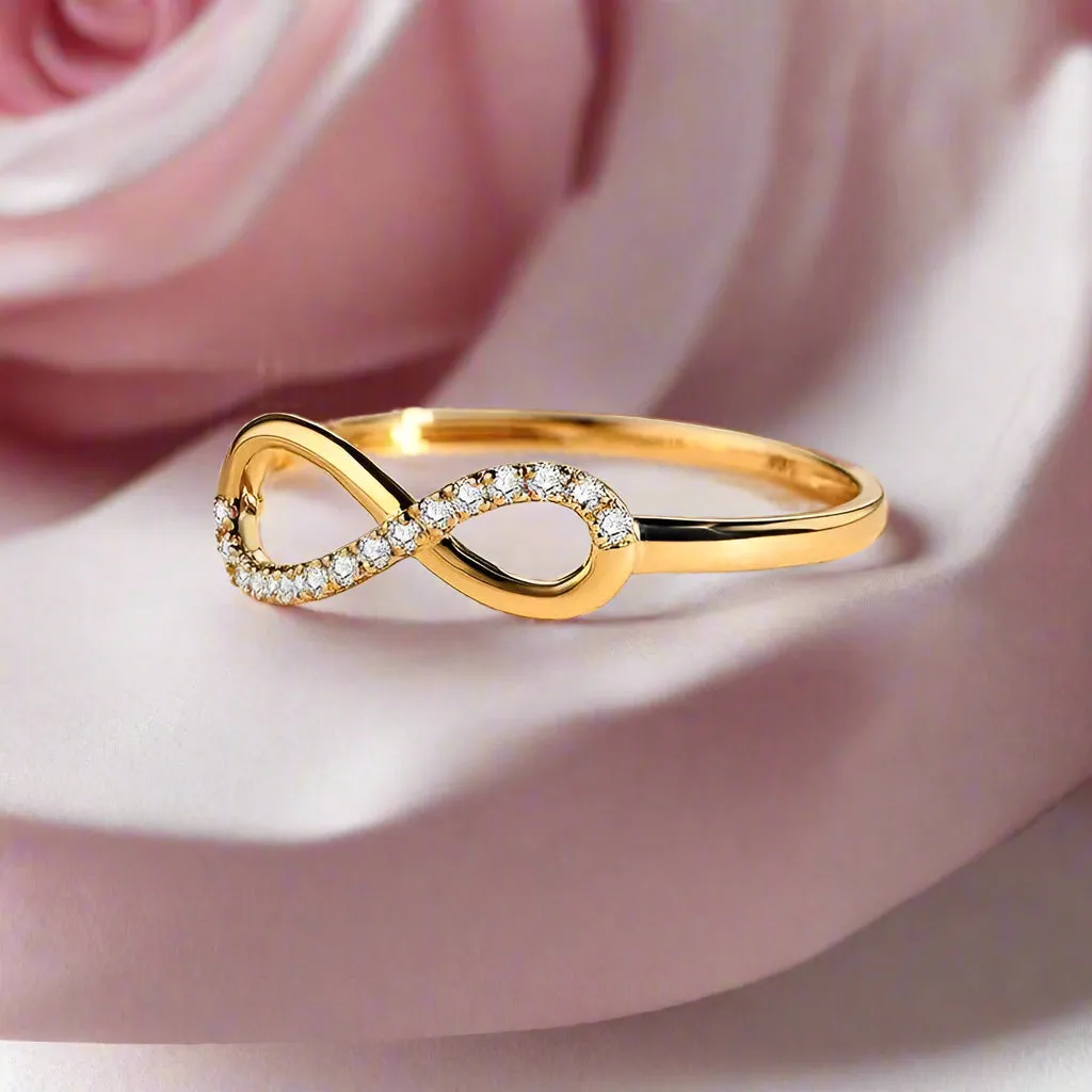 18k Yellow Gold Diamond Infinity Engagement Ring