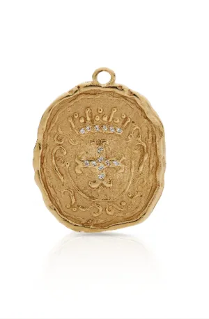 18KY Thanksgiving Cross Coin with Pave Diamonds