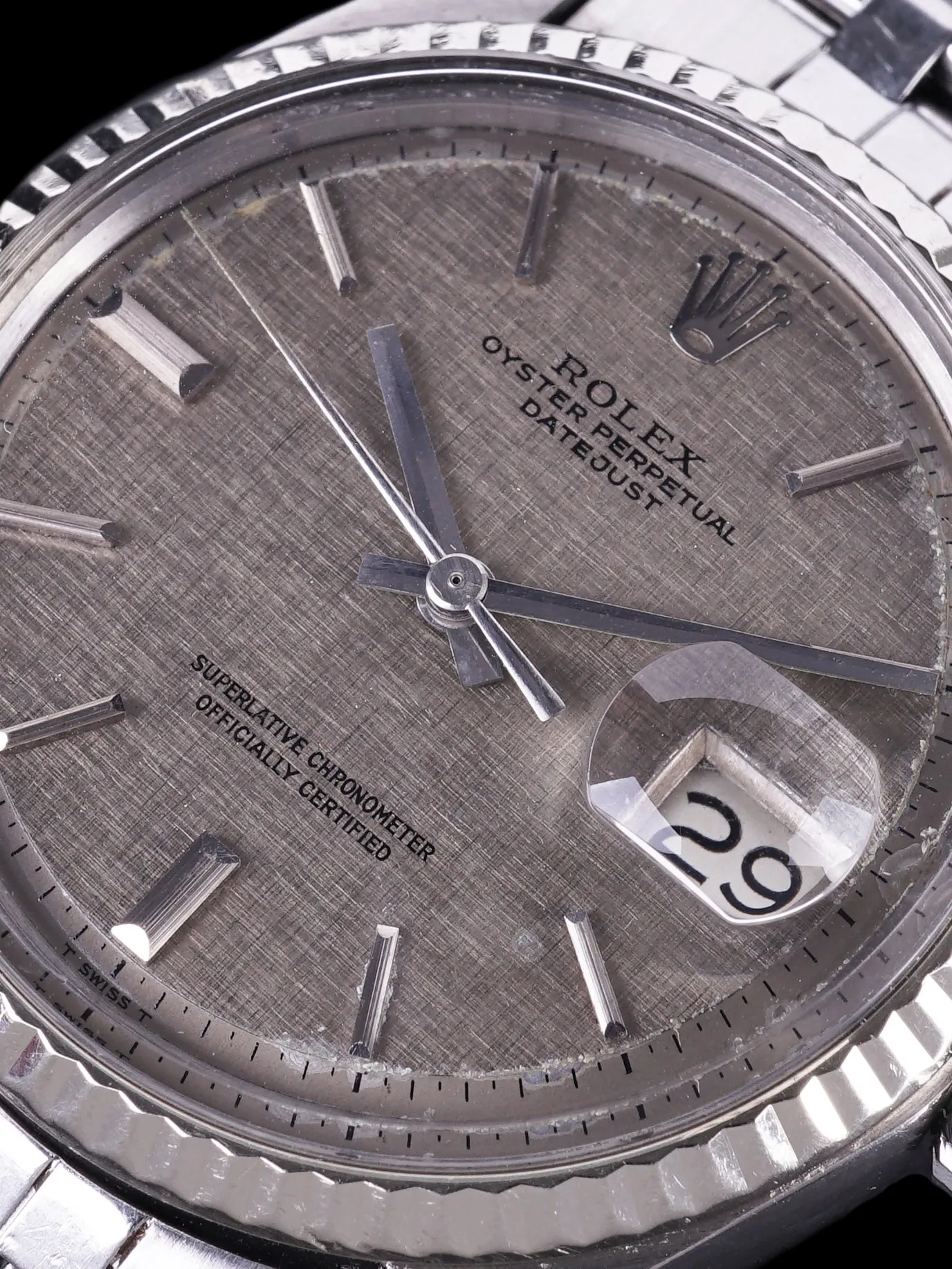 1970 Rolex Datejust (Ref. 1601) No Lume Grey "Linen Dial”