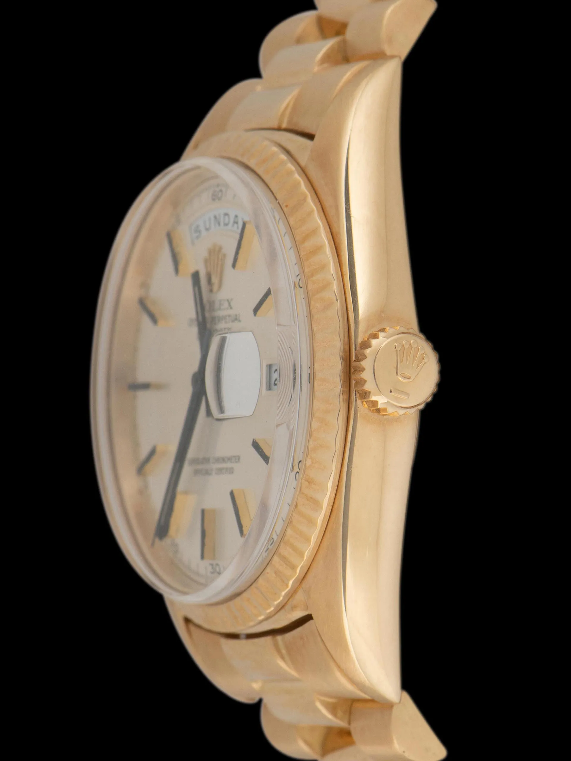 1972 Rolex Day-Date 18K YG (Ref. 1803) Silver "Minute Track" Dial W/ Black Enamel Markers & Hands