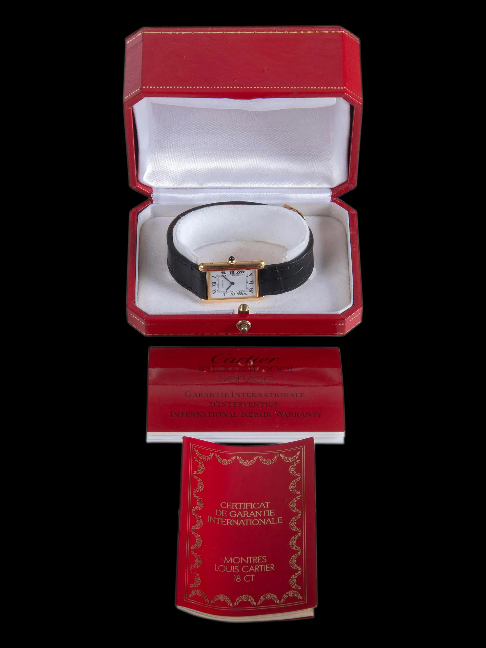 1984 Cartier Paris Tank LC 18K YG (Ref. 96065) "Extra Plate" W/ Box & Papers