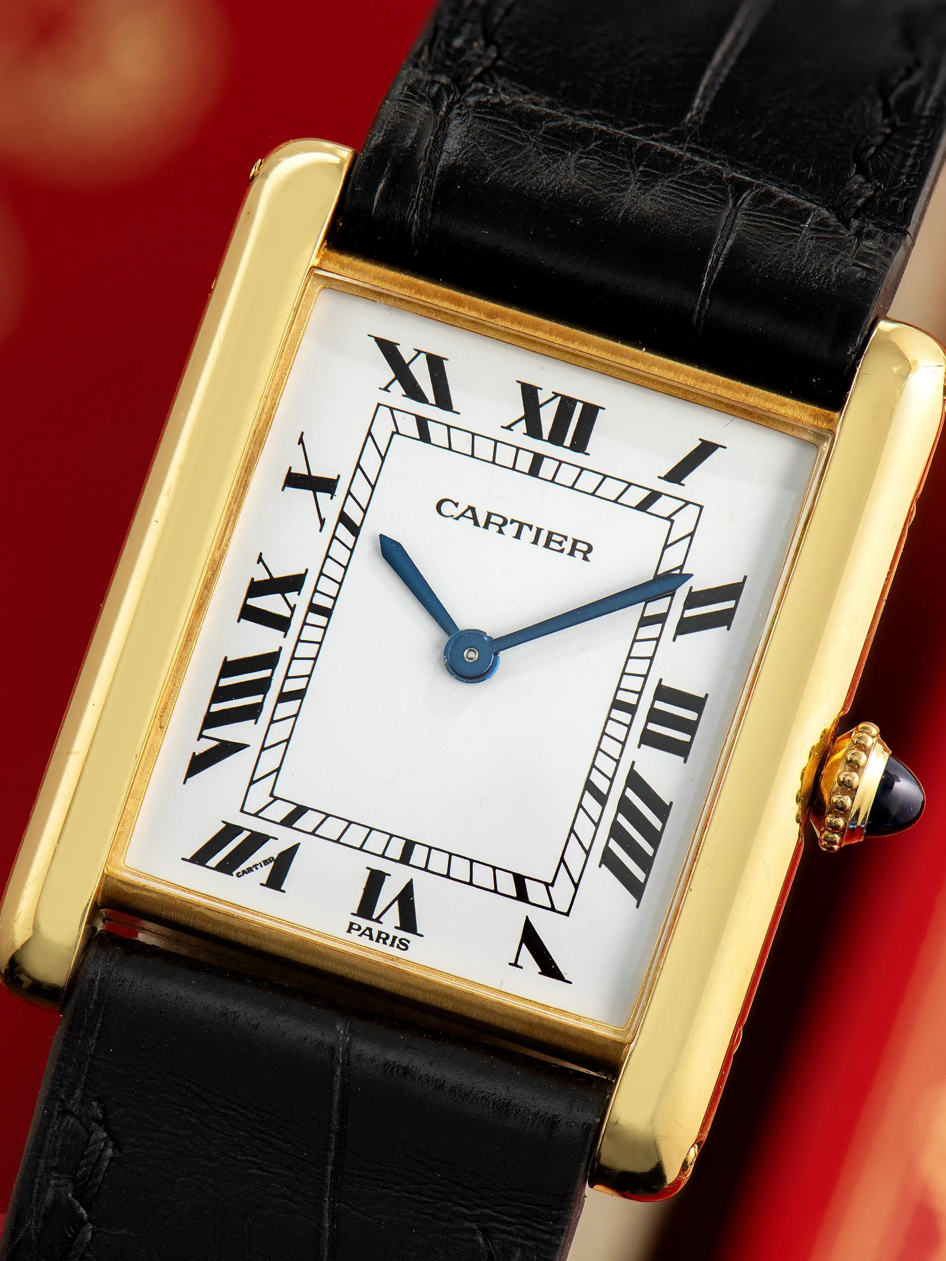 1984 Cartier Paris Tank LC 18K YG (Ref. 96065) "Extra Plate" W/ Box & Papers
