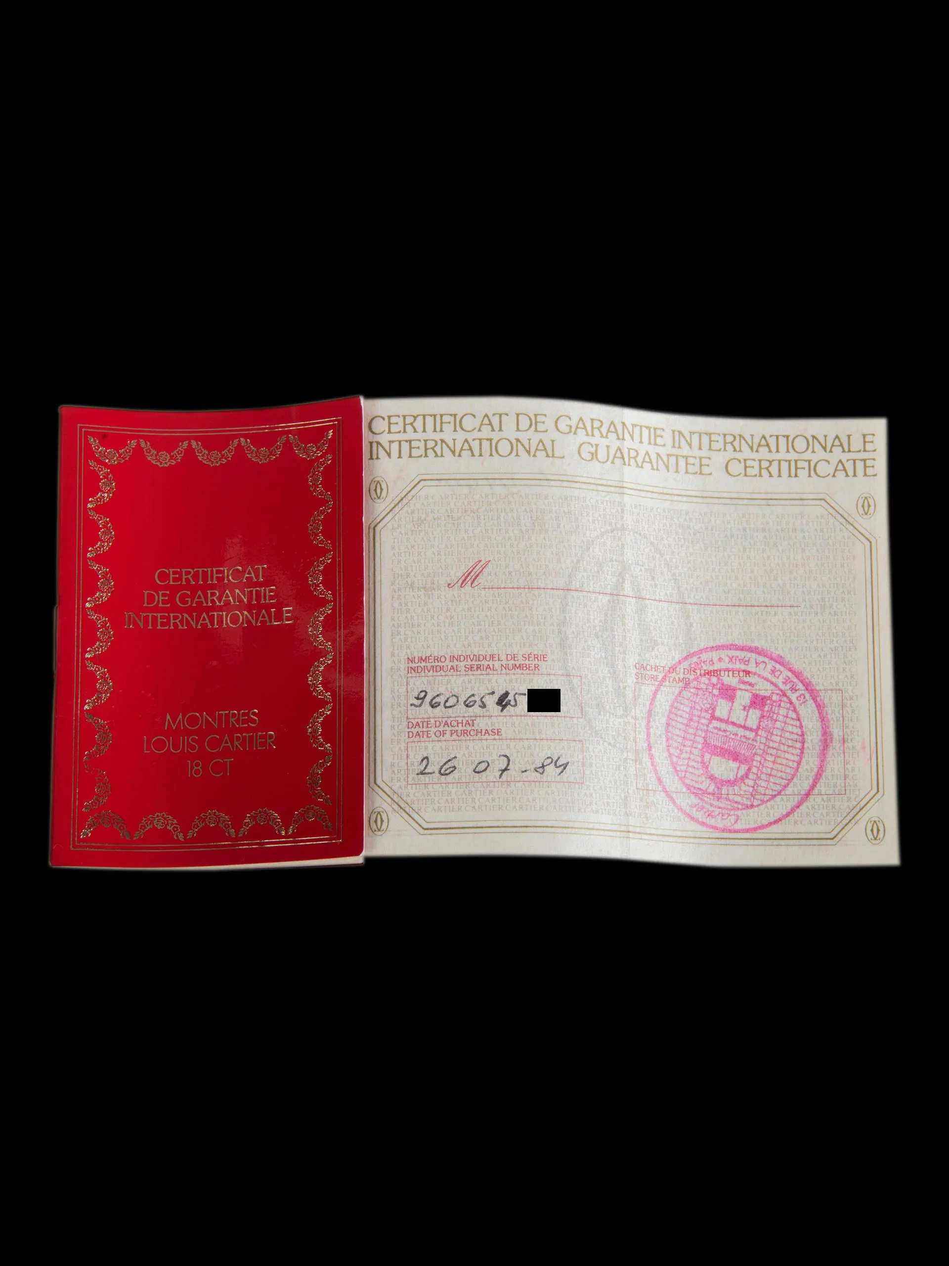 1984 Cartier Paris Tank LC 18K YG (Ref. 96065) "Extra Plate" W/ Box & Papers