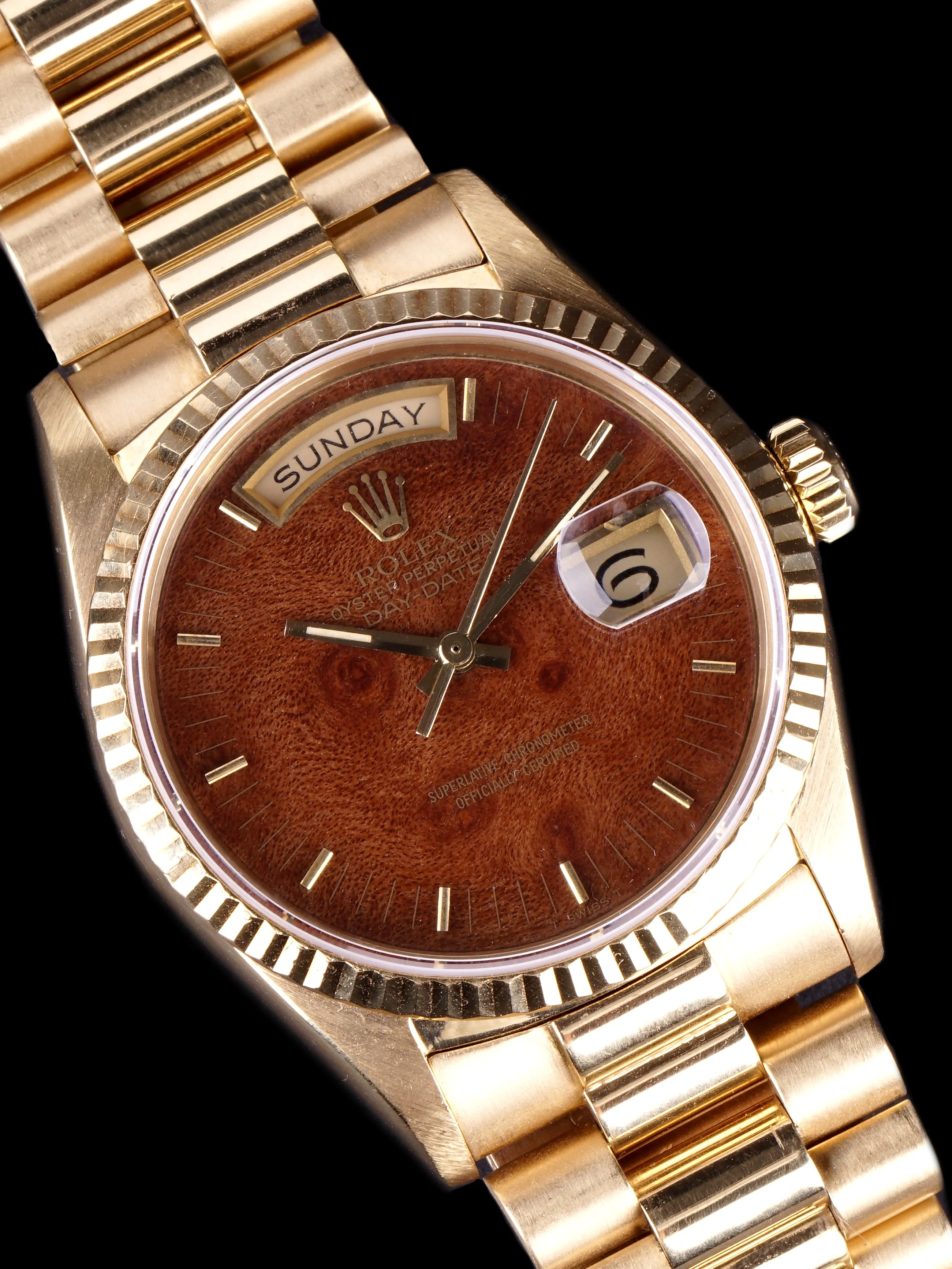 1986 Rolex Day-Date (Ref. 18038) “Burlwood Dial”