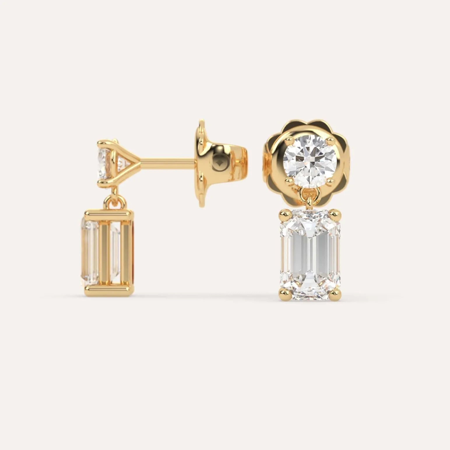 2 carat Emerald Diamond Drop Earrings