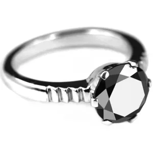 2 Ct Round Black Diamond Engagement Ring, Promise Ring in 925 Silver. Great Brilliance & Luster