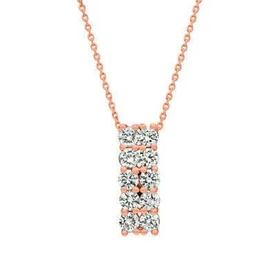 2.00 Carat Natural Diamond Two Rows Necklace 14K Rose Gold G-H SI 18''