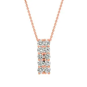 2.00 Carat Natural Diamond Two Rows Necklace 14K Rose Gold G-H SI 18''