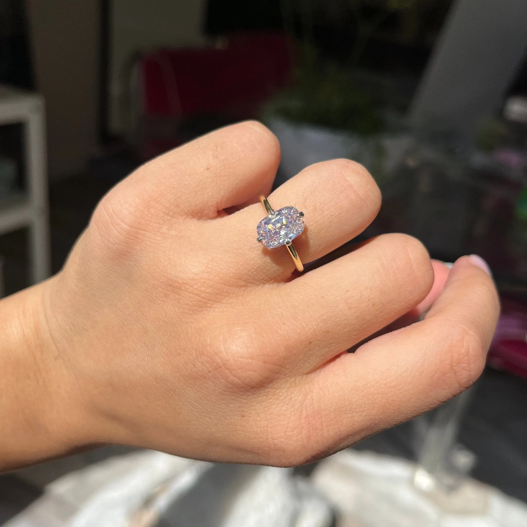 2.00ct Elongated Old Mine Cut Diamond Solitaire, GIA K SI1