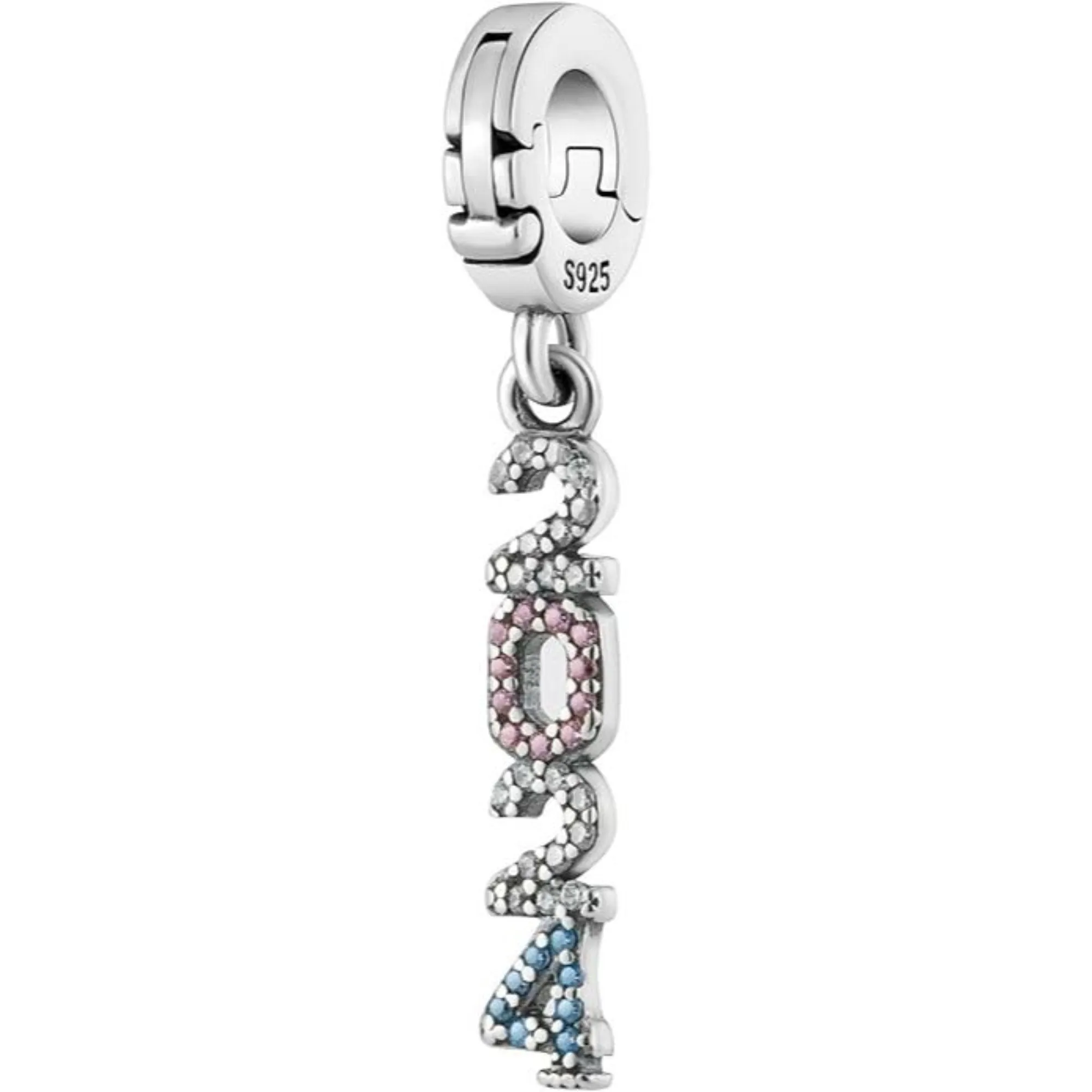 2024 New Years Pendant Silver Bead Charm