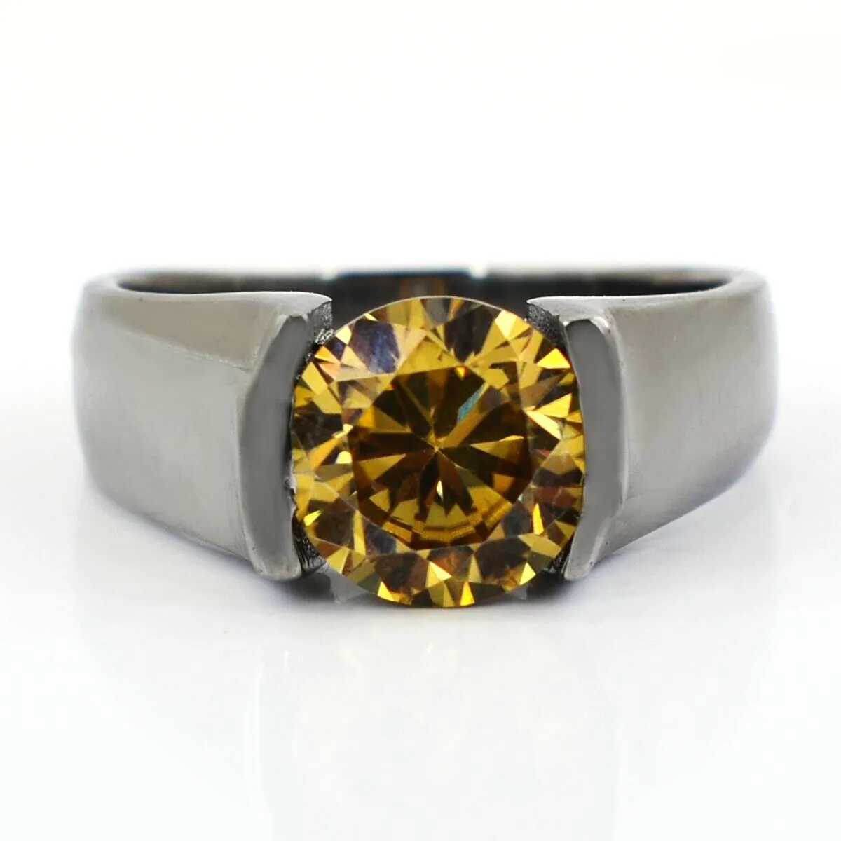 2.25 Ct Round Shape Champagne Diamond Solitaire Ring, Amazing Shine & Bling