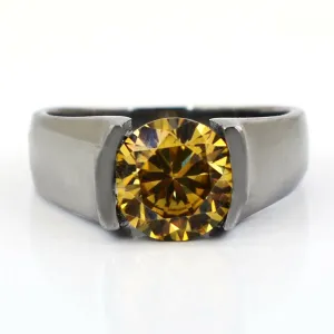 2.25 Ct Round Shape Champagne Diamond Solitaire Ring, Amazing Shine & Bling