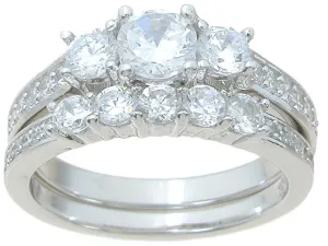2.43C Round Cut Wedding Ring Set Engagement Diamond Simulated CZ 925 Sterling Silver