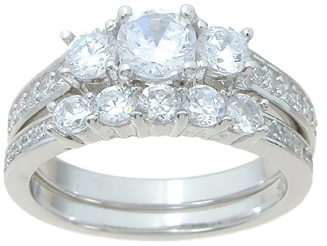 2.43C Round Cut Wedding Ring Set Engagement Diamond Simulated CZ 925 Sterling Silver