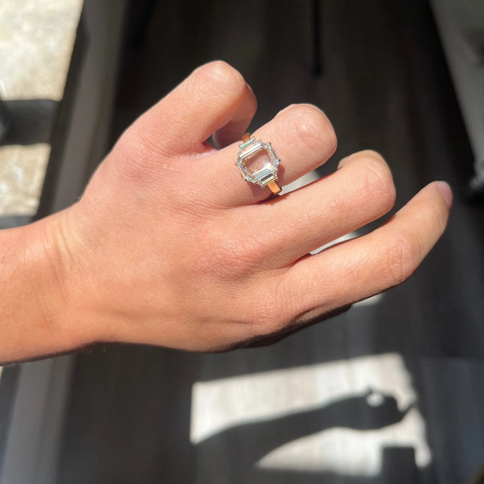 2.69ctw Portrait Cut Diamond Trilogy Ring