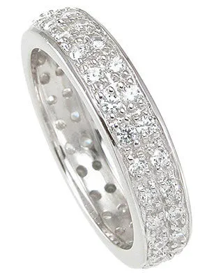 2C Engagement Ring Eternity Wedding Eternity Band Womens Simulated Diamond 925 Sterling Silver