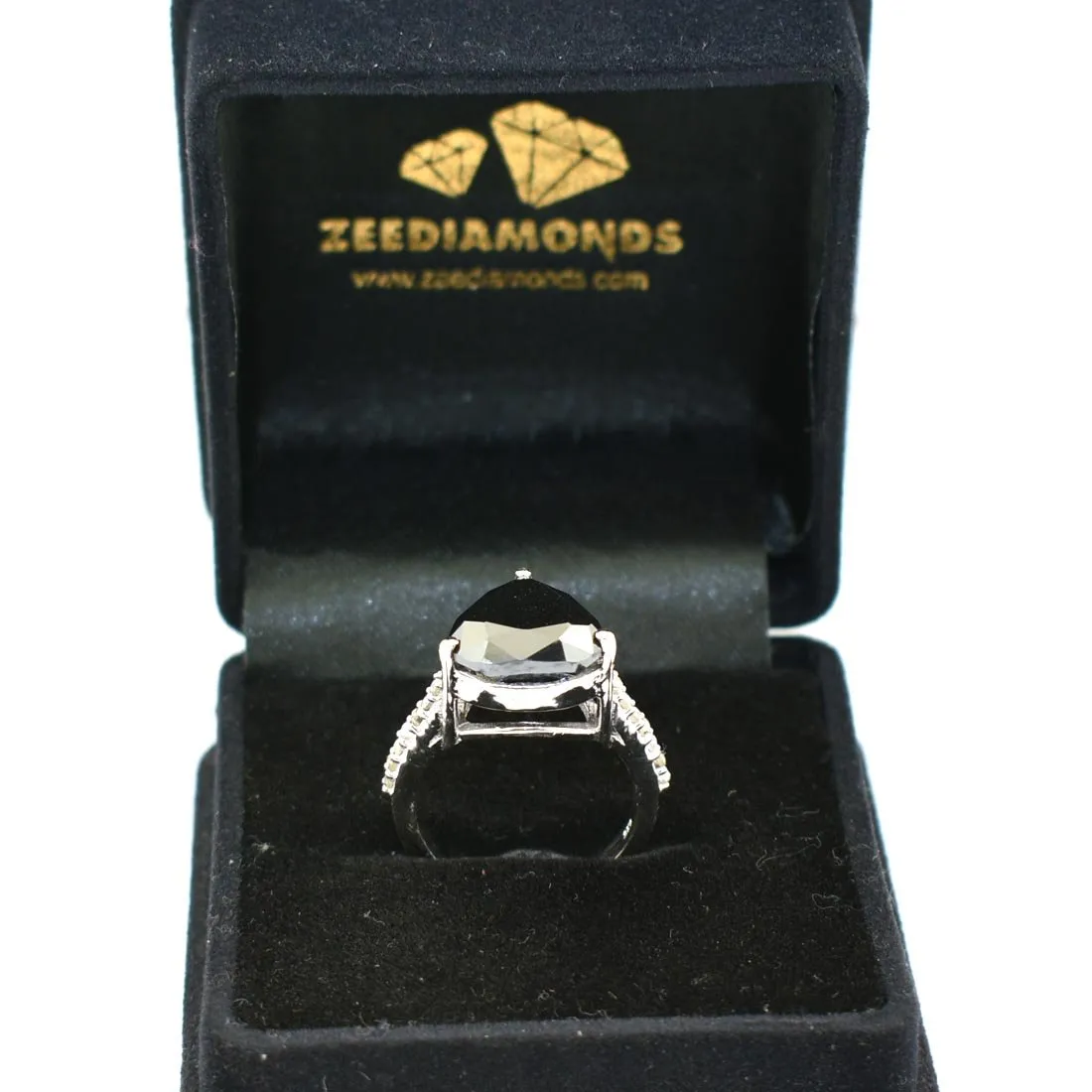 3 Ct Pear Shape Black Diamond Ring With Diamond Accents, Beautiful Design & Great Sparkle
