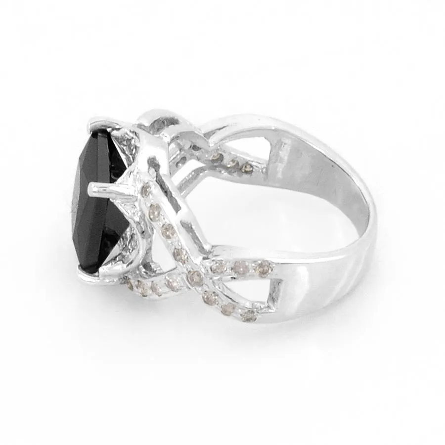 3 Ct to 5 Ct Designer Black Diamond Ring in 925 Silver with White Diamond Accents! AAA Certified, Amazing Collection & Great Shine