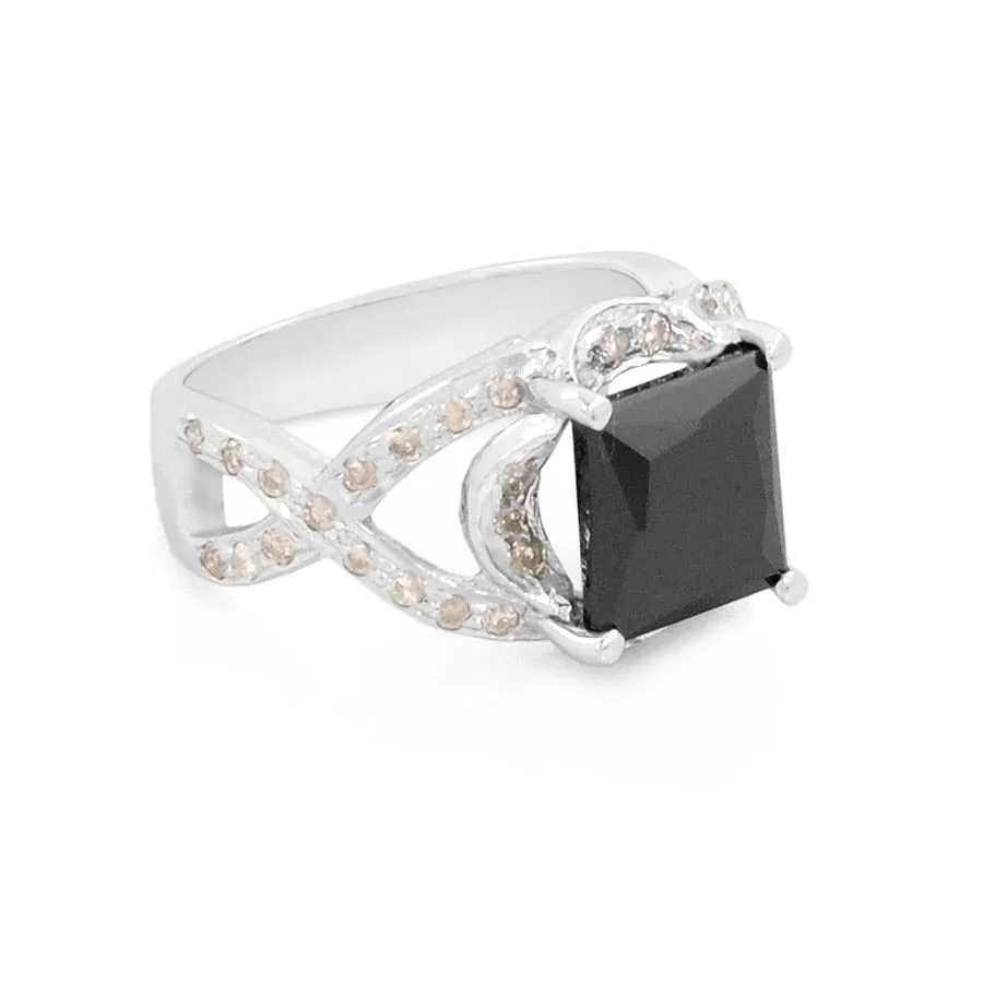 3 Ct to 5 Ct Designer Black Diamond Ring in 925 Silver with White Diamond Accents! AAA Certified, Amazing Collection & Great Shine