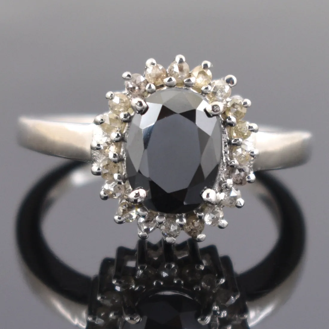 3 Ct Very Elegant Black Diamond Designer Ring With Diamond Accents, Great Design & Amazing Look